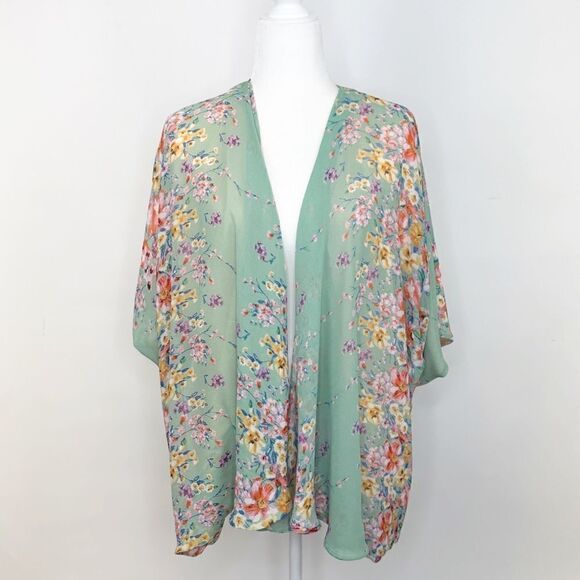 Lovers + Friends Lovebirds Floral Kimono Jacket Size Large - Picture 6 of 14